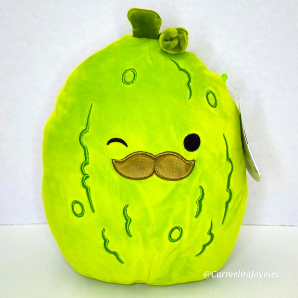 CHARLES 🥒 HTF 8" Pickle w Mustache Original Squishmallow by Kelly Toy ☆ NWT ☆